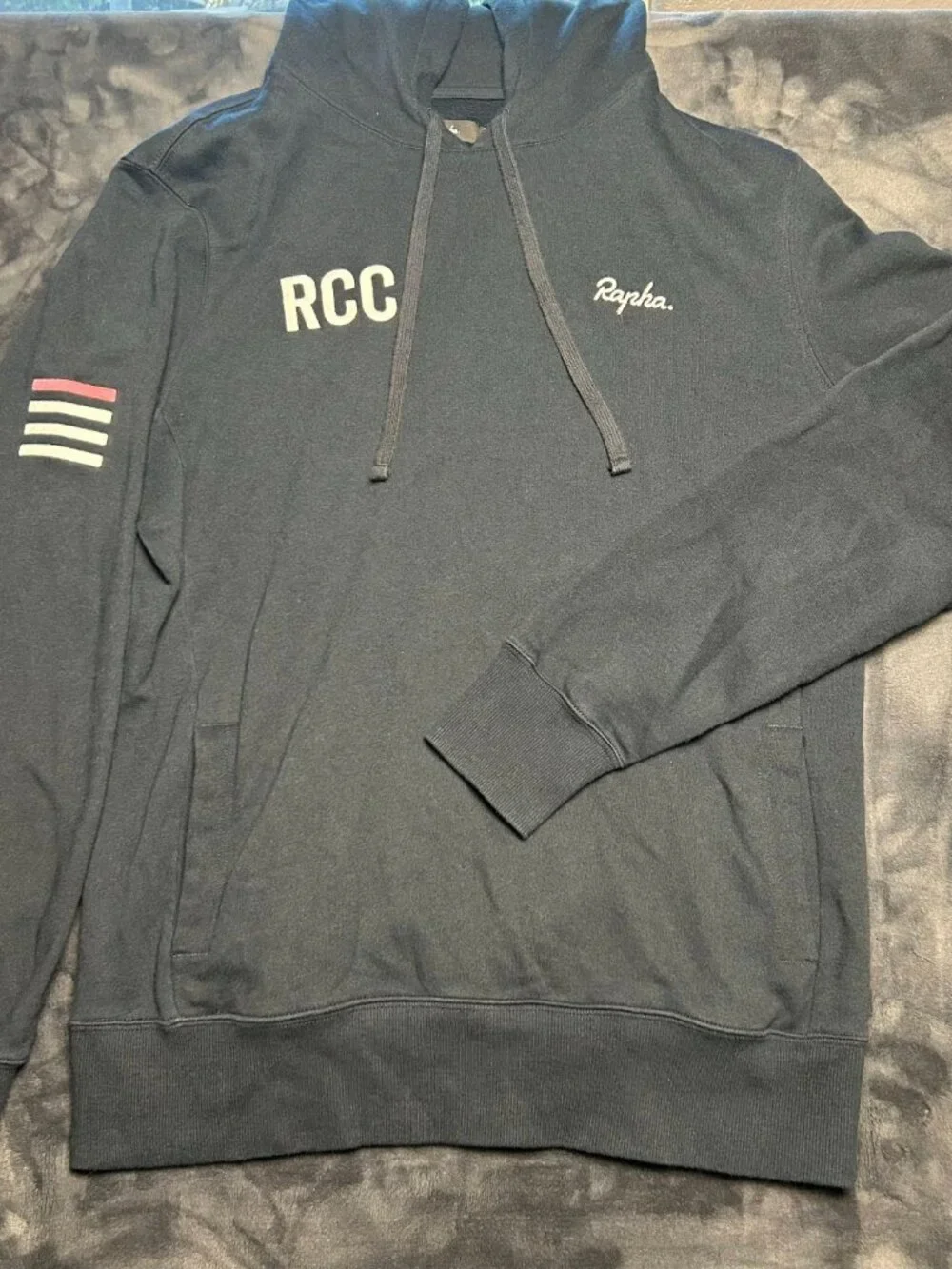 Rapha Rcc Hoodie M Long Sleeve Pullover Sweatshirt Black Cycling Club Logo